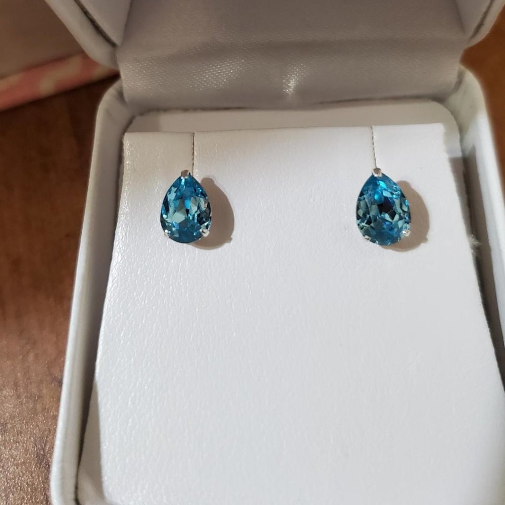 Swarovski 925 Sterling Silver pear Aquamarine